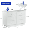thumbnail image 3 of White LED 6 Drawer Dresser for Bedroom, Modern Dressers & Chests of Drawers with Diamond Handle My Lux Decor Round, 3 of 8