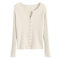 thumbnail image 3 of Lightweight Cardigan Women's Knitted Cardigan Coat Sweater Slim Long Sleeved Thin Top Womens Cardigan Sweaters Beige L, 3 of 3