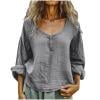thumbnail image 6 of Hfnxid Cotton Linen Shirts for Women Fashion Solid Color Crew Neck Shirts Trendy Button Long Sleeve Tops Casual Loose Fit Blouses, 6 of 6