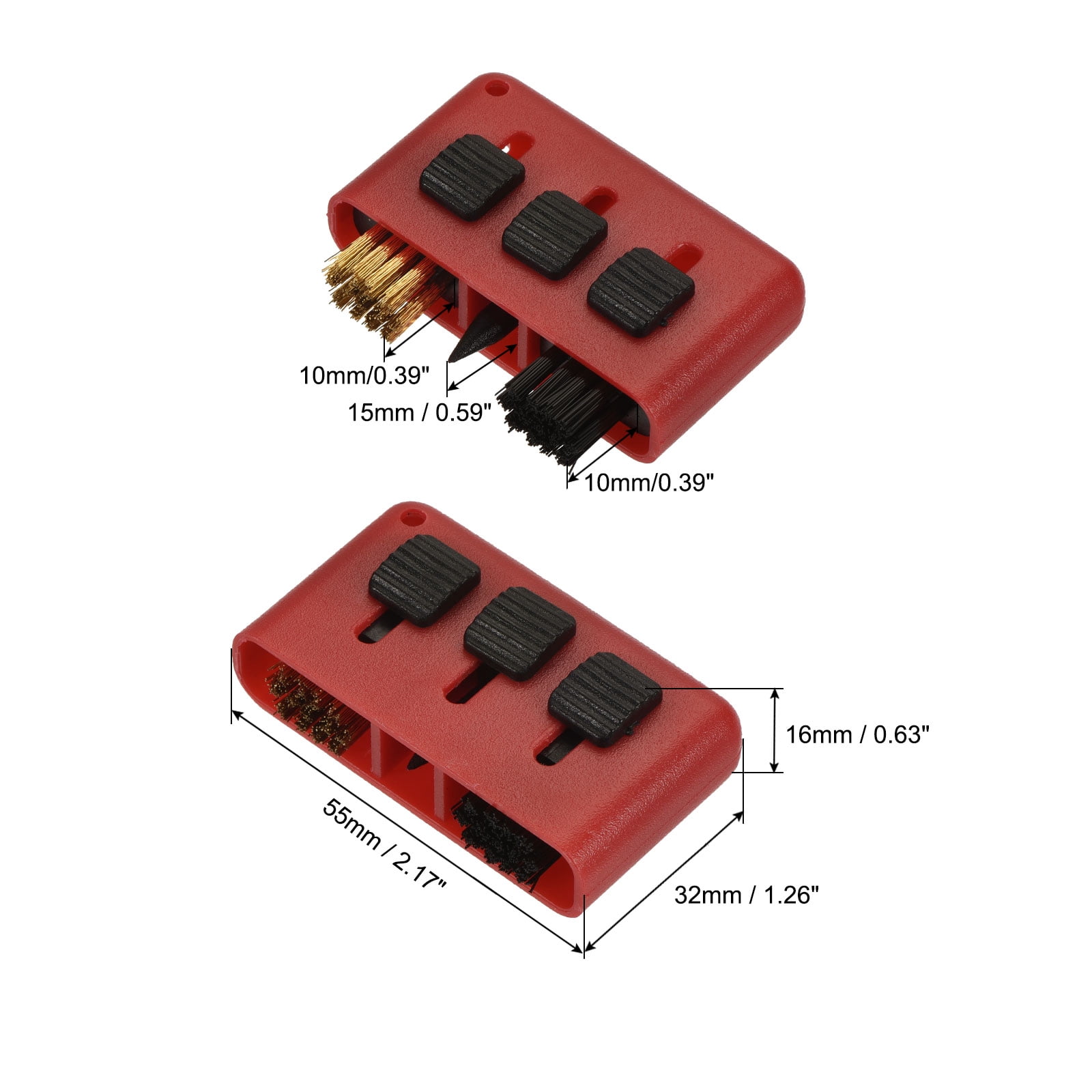 Unique Bargains Golf Club Brush 3 in 1 Retractable Dust Groove Cleaner Red Pack of 3