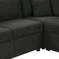 thumbnail image 2 of 108.6" U-Shaped Sectional Sofa Bed | Black Chenille | Pull-Out Sleeper | Storage Chaise | 2 USB Ports & Power Outlets | 5-Seat Living Room Furniture, 2 of 37
