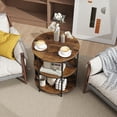 thumbnail image 4 of Gymax 3-Tier Half Round End Table w/Study Metal Frame Storage Shelves for Living Room Rustic Brown, 4 of 10