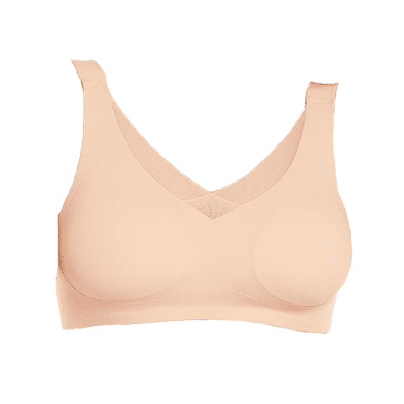 BIMEI Seamless Mastectomy Bra for Women Breast Prosthesis with Pockets Silky Smooth Bras Soft Daily Full Coverage Bralettes Bras with Removable Pads,Beige,L