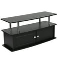 thumbnail image 2 of Flash Furniture Evanston Black TV Stand with Shelves, Cabinet and Stainless Steel Tubing, 2 of 8