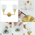 thumbnail image 6 of SAFAVIEH Fenris 2-Light G14 Satin Brass Metal Wall Sconce with White Glass Shade, 6 of 7