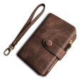 thumbnail image 2 of Women's Small Bifold Leather wallet Rfid blocking Ladies Wristlet with Card holder id window Coin Purse (Brown), 2 of 2