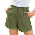 thumbnail image 3 of LIIPEE Girls Boys Dress Shorts Solid Color Stretch High Waist Wide Leg Uniform Shorts With Pockets Boys Comfort Walking Shorts,Green,9-10 Years, 3 of 6