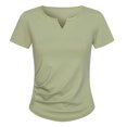thumbnail image 3 of Women's Summer Short Sleeve V Neck Tank Top Cami Camisole Solid Color Casual Daily Wear Vacation Beach Outfits Fashion Essential Gift for Women | Aestivo,Green XL, 3 of 9