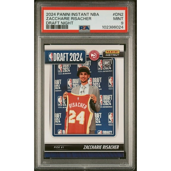 Graded 2024 Panini Instant NBA Zaccharie Risacher #DN2 Draft Night Rookie RC Basketball Card PSA 9 Mint
