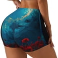 thumbnail image 2 of Kdxio Tower And Red Roses Print Workout Shorts for Women Seamless Soft Smooth Gym Yoga Scrunch Active Shorts, 2 of 5