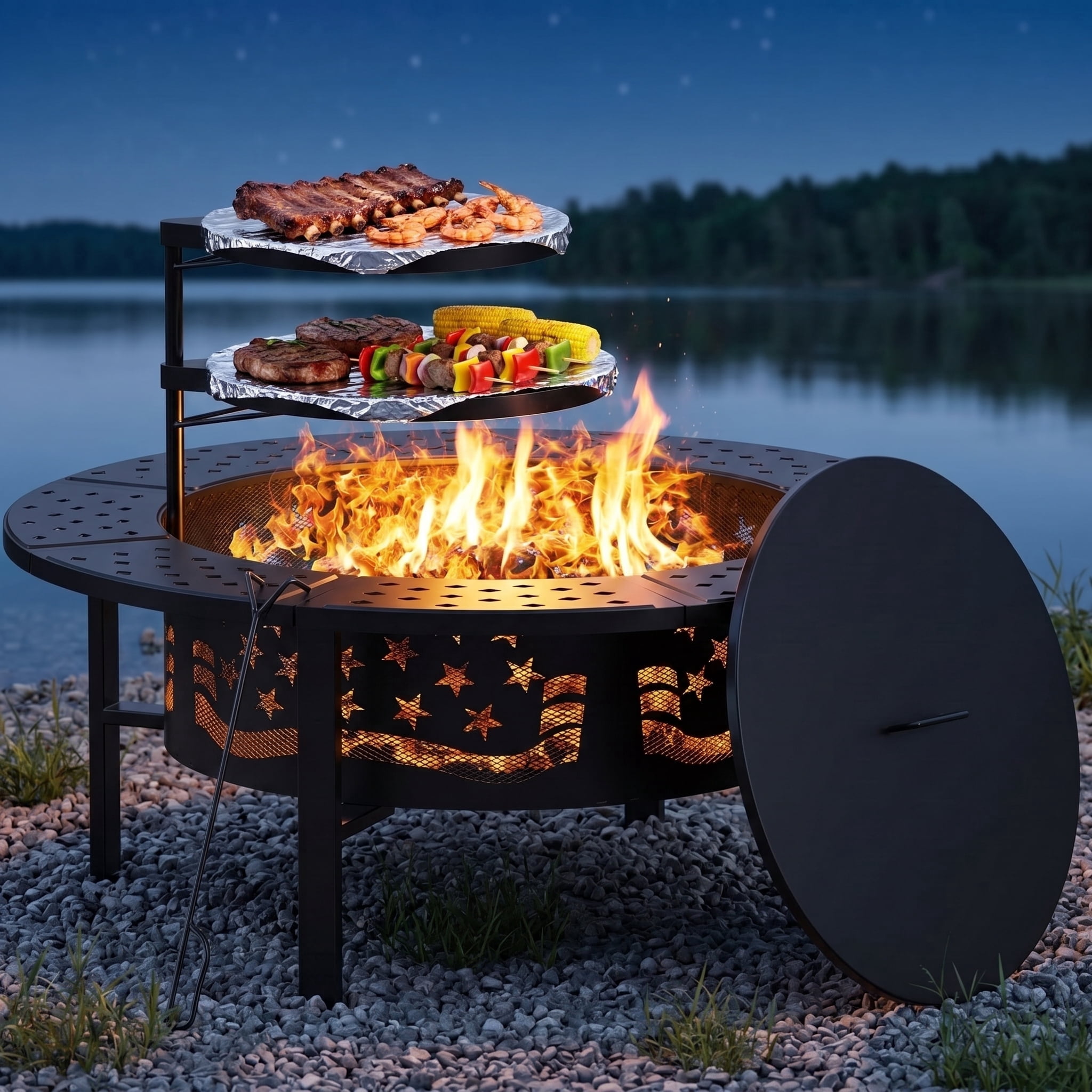 Petromax Portable Fire Pit, Outdoor Raised Fire Trough, Firepit to