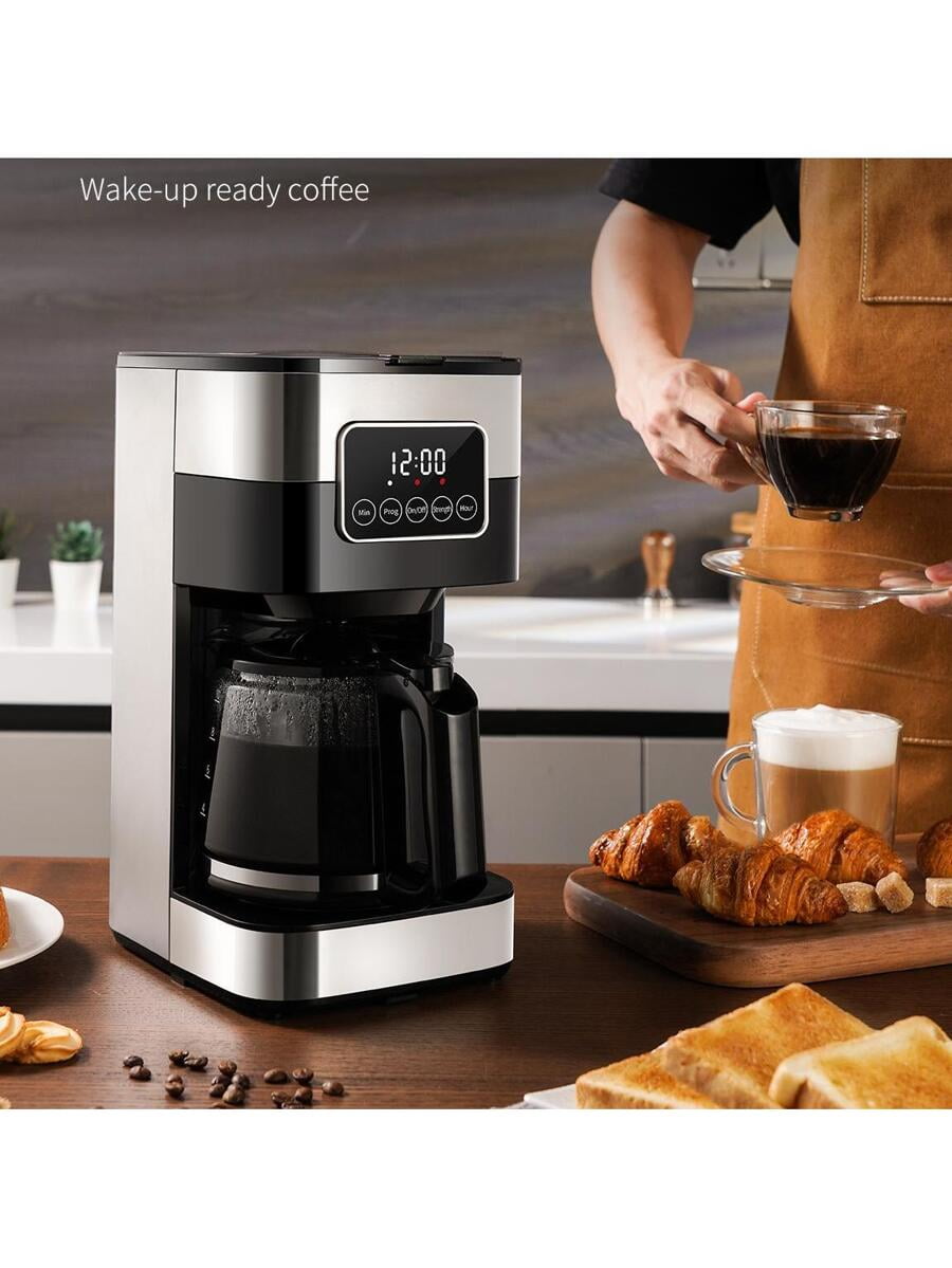 Coffee Maker, Programmable Drip Coffee Machine 10-Cup With Touch-Screen, Pause & Serve, 430 Stainless Steel,Black.