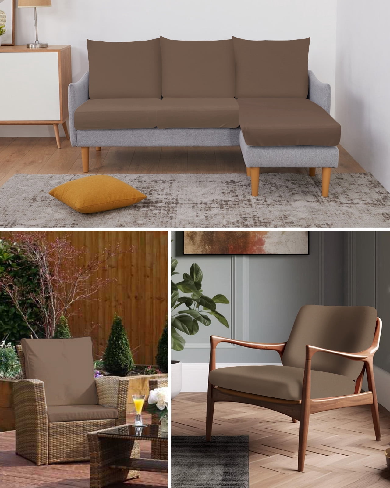 Pure Brown Couch Cushion Covers Stretch, Washable Sofa Seat Covers Individual Seat Cushion Sofa Slipcovers Simple Solid Color Couch Cover Furniture Protector S-1PCS