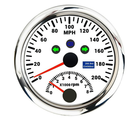 120 Mph 200 Mph 85 mm Voiture Camion Bateau Compteur de Vitesse GPS Jauge 200 Km/h 120 Km/h Compteur de Vitesse Tachymètre 8000 Tr/min pour Voiture Bateau VTT 9-32 V, Compatibilité Universelle