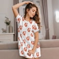 thumbnail image 3 of Disketp Orange Fox para Camisón Corto de Manga Corta para Mujeres, Camisón Cómodo con Escote Redondo, Bonito y Confortable, 3 of 6