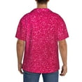 thumbnail image 3 of Sikiie Rose Red Glitter Men's Cuban Shirt, Hawaiian Shirts, Business Casual Button Down Shirts, Short Sleeve Shirt-3X-Large, 3 of 5