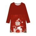 thumbnail image 5 of FamilyThread Girls Christmas Dress Long Sleeve Dress for Girls Swing Twirly Skater Dresses Snowman Print Casual A Line Dresses For 4-12Y, 5 of 5