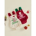 thumbnail image 3 of RUINIXCW Newborn Baby Girl Boy My First Christmas Outfit Corduroy Bubble Romper Overalls Letter Santa Hat Embroidery Sleeveless Jumpsuit Suspender Overall, 3 of 9