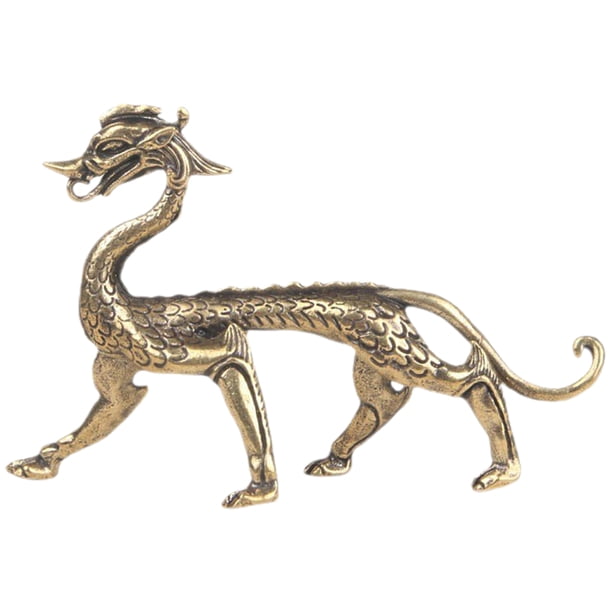 Figura de dragón retro de latón, adorno de dragón de escritorio, estatua de dragón, mascota de té