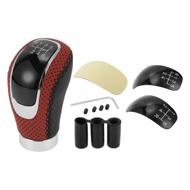 Perilla de cambio universal Unique Bargains, perilla de cambio de marcha con 3 adaptadores para vehículo de transmisión manual de 6 velocidades, 9.5cm, cuero PU, negro, 1 juego