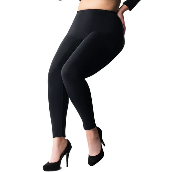 Pretty Polly Women's Plus Size Smooth Leggings, Black (X-Large, US 14-18)