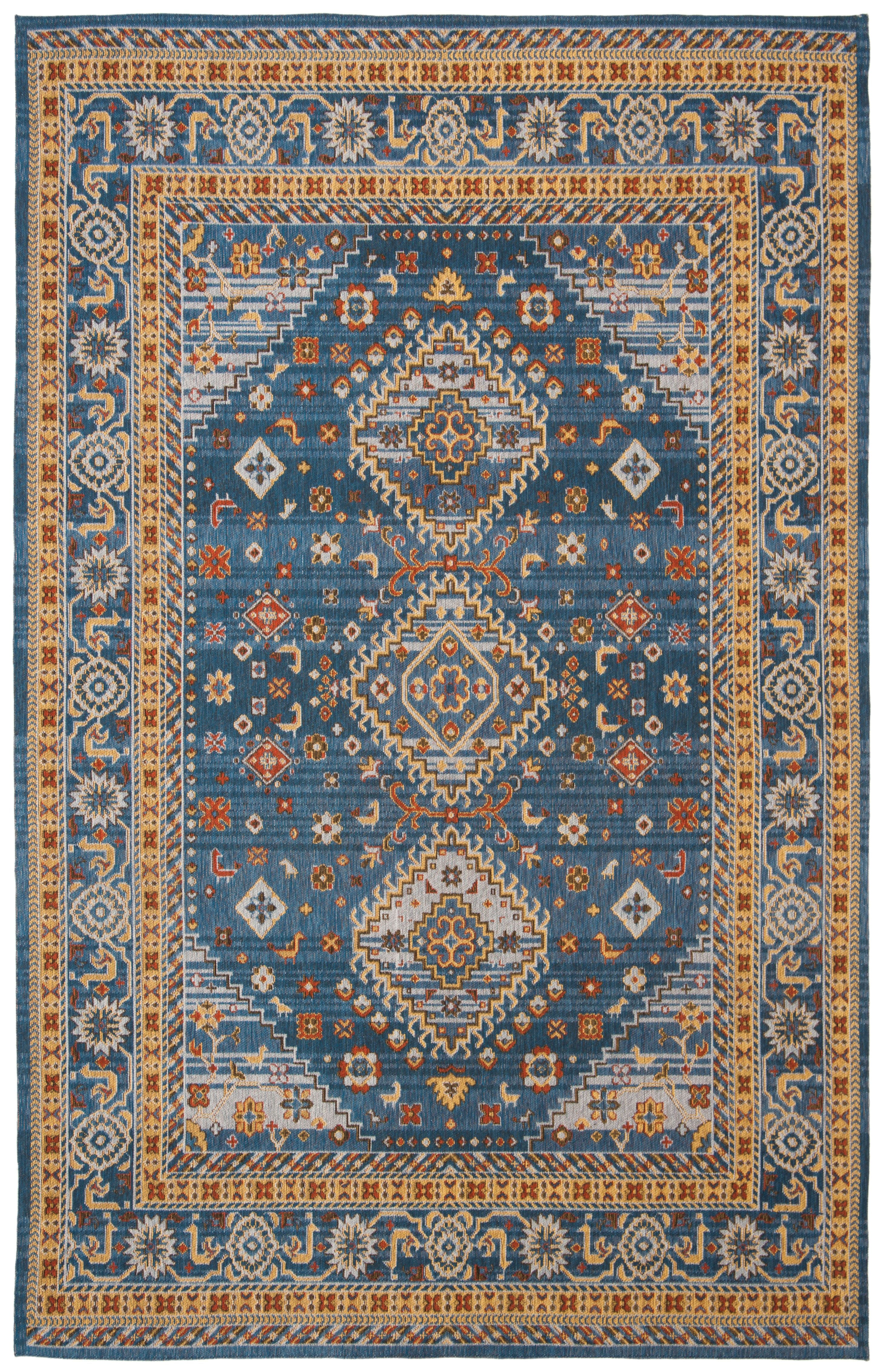 SAFAVIEH Classic Vintage Serrena Oriental Polyester Area Rug, Blue/Gold, 5' x 8'