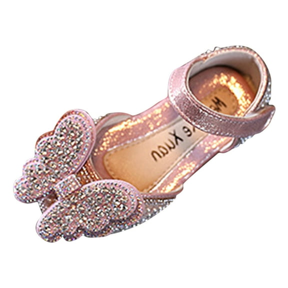 Otqutp Breathable Baby Girls Footwear Fashion Summer Girls Dance Shoes Princess Dress Performance Shoes Cartoon Butterfly Shape Rhinestone Pearl Sequin Solid Color