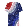 thumbnail image 4 of USA Patriotic Graphic Tee ,Women Fashion Loose Crew Neck Pleated Shirt with Button Accents, 4 of 5