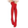 thumbnail image 2 of Eoperou 1 Pair Thigh High Stockings Sexy Stretchy Plain Thin Breathable Leg Slimming Velvet Candy Color Women Over Knee Socks for Daily, 2 of 7