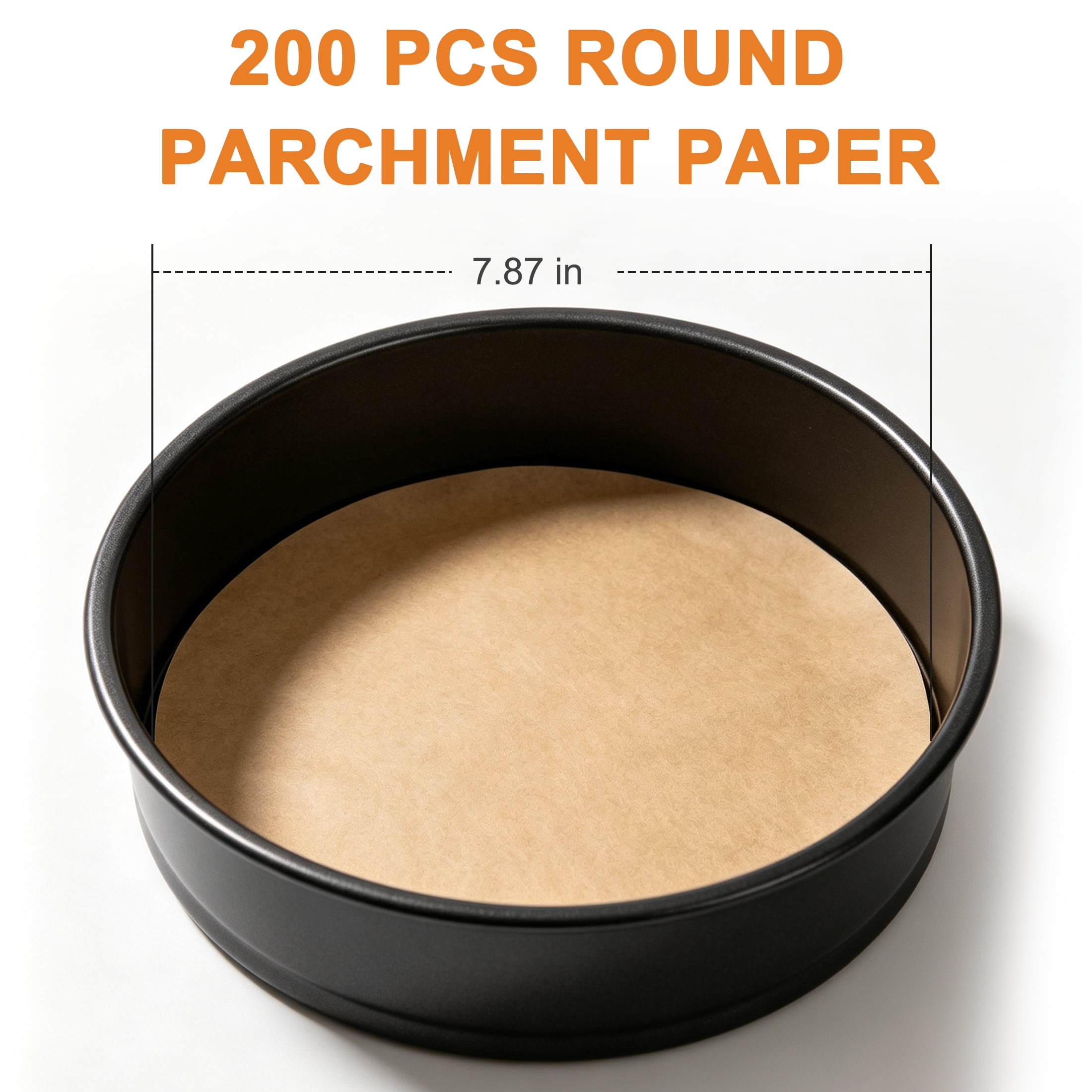 GARITIN 7.8 Inch Parchment Paper Rounds, 200 Count Precut Unbleached Non‑Stick Parchment Circles for Baking Cakes & Pastries