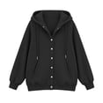 thumbnail image 6 of Otntypg Snap Button Down Hoodies for Women Trendy Fall Long Sleeve Drawstring Hooded Pullover Sweatshirts Loose Lightweight Casual Basic Solid Color Cardigan Hoodie Jacket with Pockets, 6 of 7