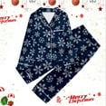 thumbnail image 2 of Women's Snowflake Pattern Long-Sleeved Pajama Set - Soft and Comfy Nightwear with Button-Down Top and Pants, 2 of 4