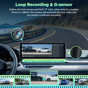 Lamtto Wireless Carplay &Android Auto with 4K Dash cam,10.26 Inch Protable Carplay Screen for Car,1080P Backup Camera, Digital Media Receivers with Voice Control/Bluetooth/G-Sensor/GPS/Mirror Link