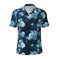 thumbnail image 2 of Daiia Ink Rose Pattern Men’s Polo Shirts,Solid Deck Shirt,Classic Fit, Breathable Cotton Polo for Casual and Sport Wear-4X-Large, 2 of 7