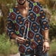 thumbnail image 2 of Camiseta de manga 3/4 con estampado de corbata de cáñamo de otoño con cuello en V para hombre Pompotops  oipoqjl34187, 2 of 5