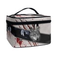 thumbnail image 2 of HELLHERO Wolf Pattern Large Capacity Cosmetic Bags Portable Travel Cosmetic Case Organizer Women & Men Wide-open Travel Make Up Organizer, 2 of 5
