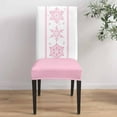 thumbnail image 4 of Chair Covers for Dining Room Set of 8,Christmas Pink Watercolor Snowflake Stretch Seat Protector Removable Washable Chairs Slipcovers for Kitchen Banquet Wedding Hotel,Snow Texture on White, 4 of 6