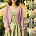 thumbnail image 4 of Bibifish Womens Cable Knit Cardigan Sweaters Long Sleeve V Neck Cropped Button Front Cardigans, 4 of 6