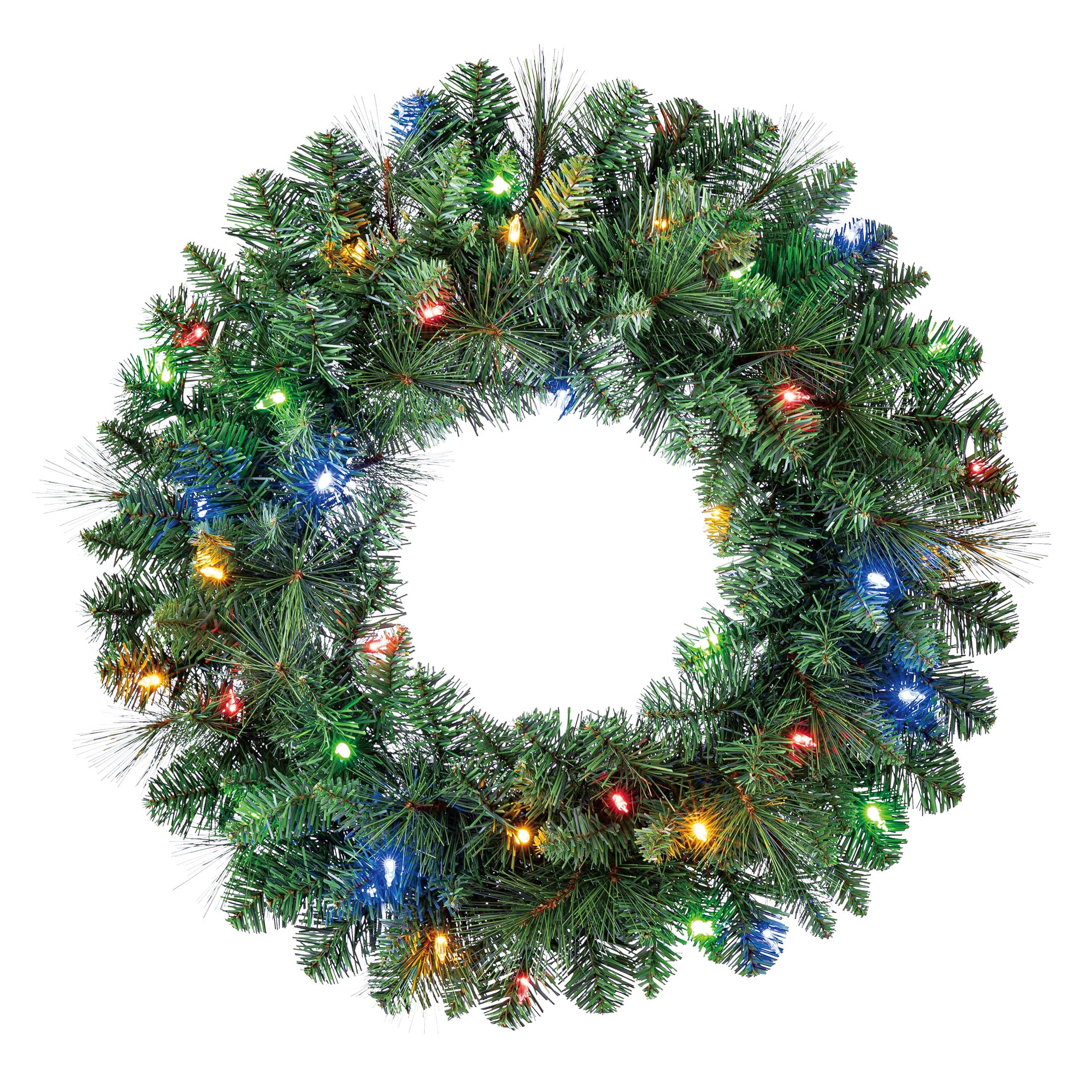 Scottsdale Pine Color-Changing Pre-Lit LED Battery Powered Christmas Wreath with Timer, Green, 24", by Holiday Time