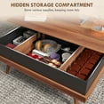 thumbnail image 4 of Walnut Rattan Lift Top Coffee Table with Hidden Storage - Durable Particleboard & Pine Wood, Versatile for Living Room, Workspace, 39.25" W x 21.75" D, 4 of 7