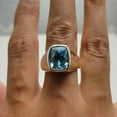 thumbnail image 2 of 925 Sterling Silver, Natural Aquamarine Gemstone Ring, Decent Signature Men Ring, 2 of 3