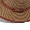 thumbnail image 5 of Noric Women Summer Sun Hat Vintage Flat Top Wide Brim Straw Hat with Belt Buckle UV Protection, 5 of 5
