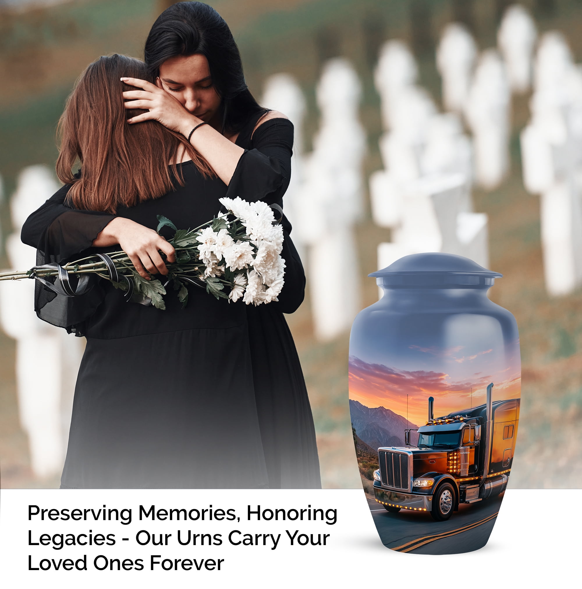 Truck Urns for Human Ashes, Truck Driver Cremation Urns, Funeral Urn for Human Ashes Adult Man - 10inch - Large Urn - 1pcs