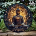 thumbnail image 2 of HELLOYOUNG Meditation Buddha Wall Art Tinplate Zen Decor Circular Metal Plaque Vintage Yoga Decor for Living Room Home Gift, 2 of 5