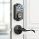 thumbnail image 1 of Cerradura de puerta de entrada sin llave con manija – 2 manijas de palanca, cerradura de puerta con huella digital AkaGear, cerrojo con teclado electrónico, 2 llaves, cerradura inteligente para puerta, 1 of 5
