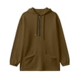 thumbnail image 4 of NTACZA Sweatshirt for Women Hoodies Half Zip Cozy Long Sleeve with Pockets Drawstring Daily Outfits Coffee M, 4 of 9