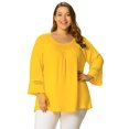 thumbnail image 1 of BluDelanteFrunciCon Mangas Raglán Kimono Con Panel De Ganchillo Agnes Orinda Amarillo 3XL, 1 of 6