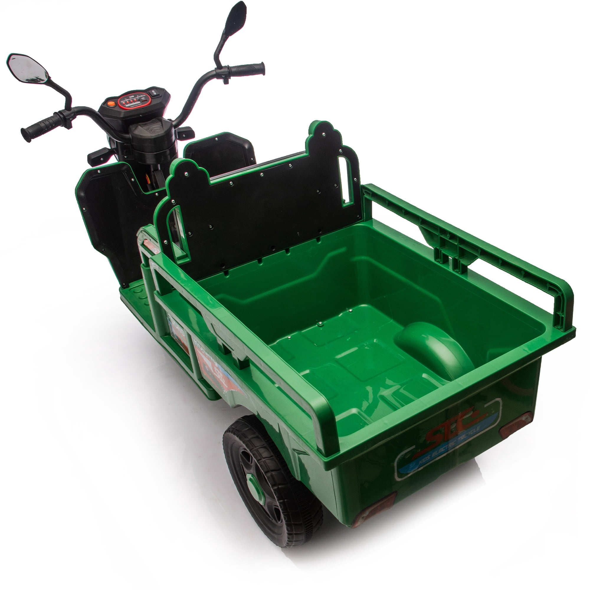 iRerts 12V Ride on Toys, Electric 3 Wheel Ride on Cargo Trucks with LED Lights, Music, Large Storage Space, Powered Ride on Cars Electric Trike for Kids Toddlers Ages 3-6, Green