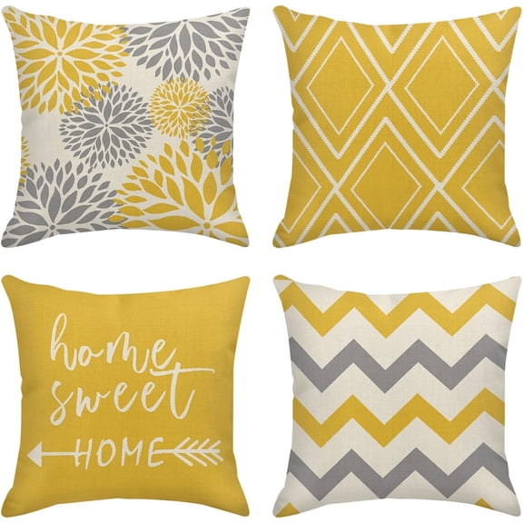 Throw Pillow Covers Home Decor Set of 4 Floral Dahlia Leaf Flower Pillow Cases Decorative 18 x 18 Inches Outdoor Cushion Couch Sofa Pillowcases