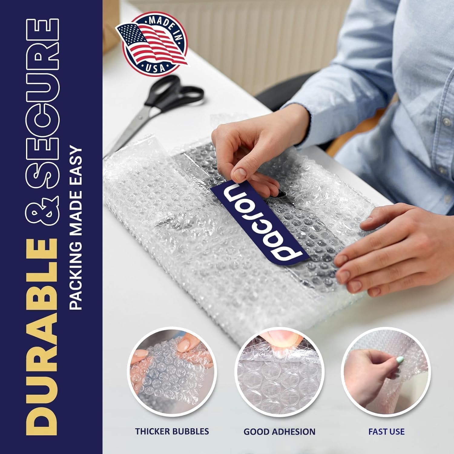 Pacron Bubble Wrap Sheets  12x12, 75-Count - Eco-Friendly Wrap for Shipping Fragile Items